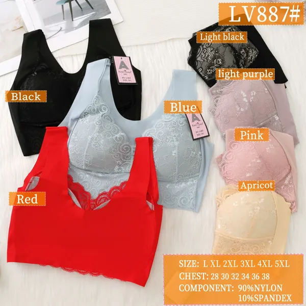 Bralette sin costura con frente de encaje