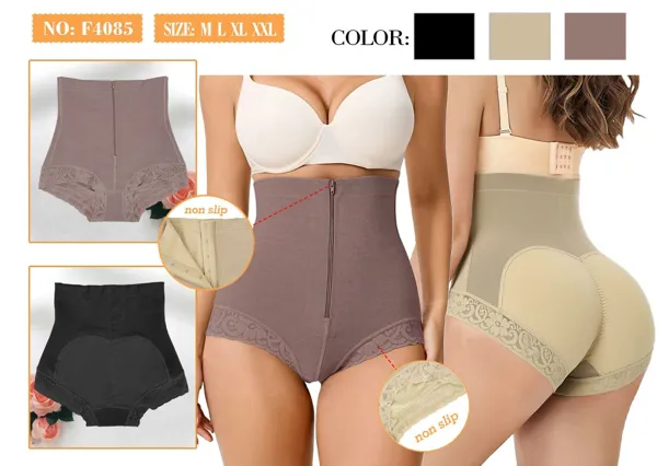 Faja pantaleta de cintura alta con cierre y encaje