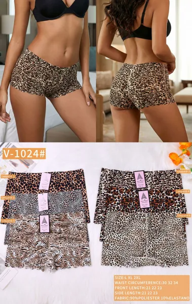 Boxer de leopardo sin costura de talle bajo