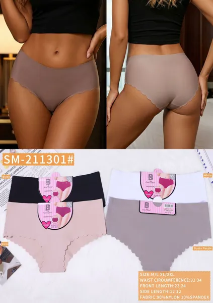 Pantaleta invisible sin costura con borde ondulado