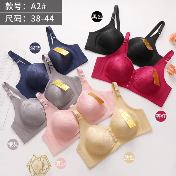 Brasier realzador sin varilla con broche frontal y jacquard floral
