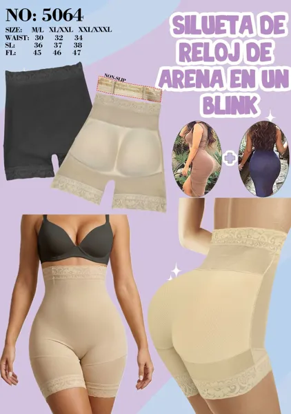 Faja short levanta gluteos cintura alta con relleno