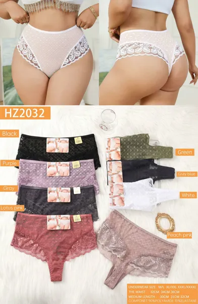 Panty cachetero de encaje con estampado de corazones