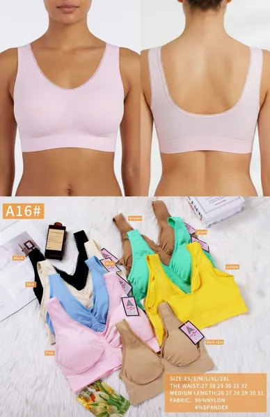 Top bralette sin costuras con encaje y copa removible