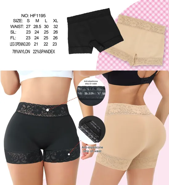Faja short boxer moldeador con encaje antideslizante
