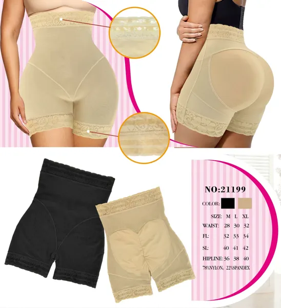 Faja short levanta gluteos cintura alta con encaje
