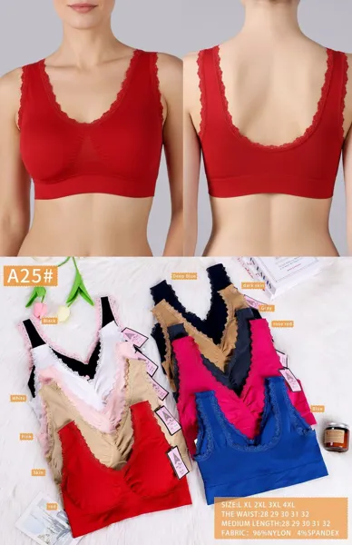 Top bralette sin costuras con borde de encaje