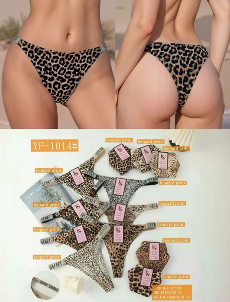 Tanga estampado de leopardo con tira de pedrería