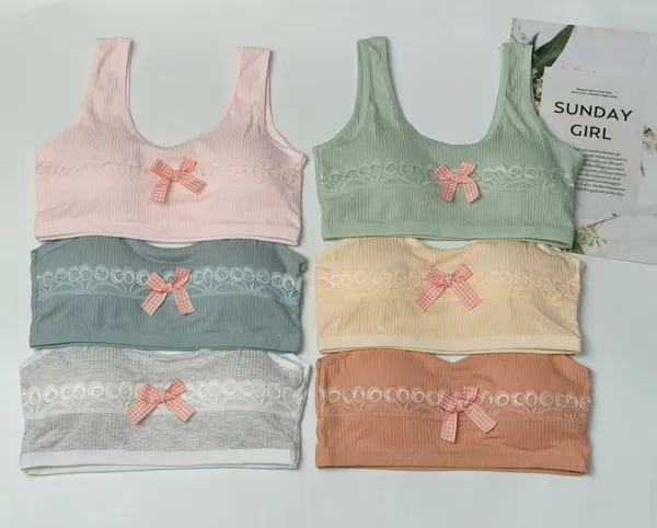 Top bralette con copa y encaje con moño