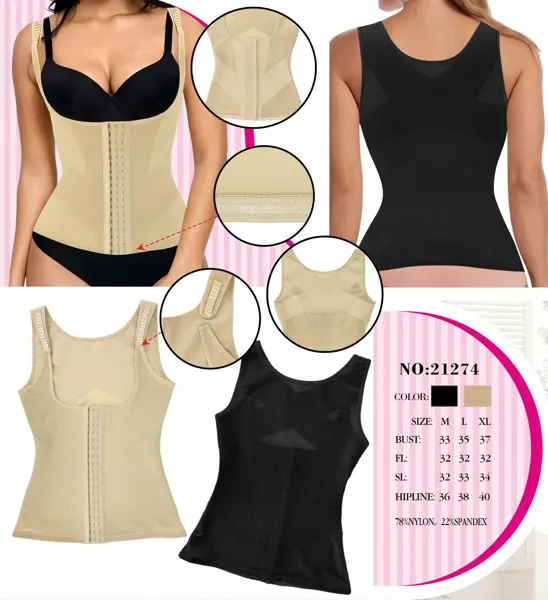 Faja chaleco moldeadora con broches y tirantes