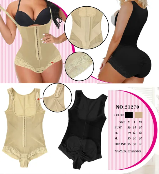 Faja body reductora de cuerpo completo con broches