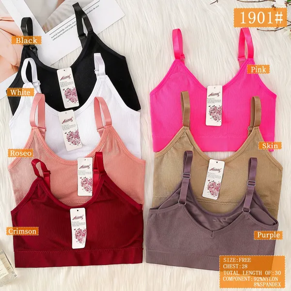 Top bralette de tirantes acanalado con relleno