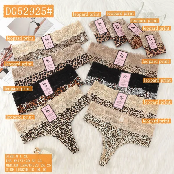 Tanga de encaje con estampado de leopardo