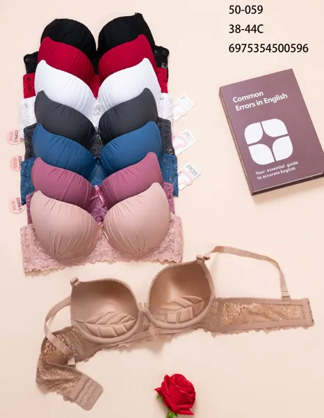 Brasier push up drapeado con encaje lateral copa C