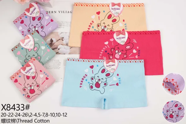 Boxer de niña de algodón con estampado de osito