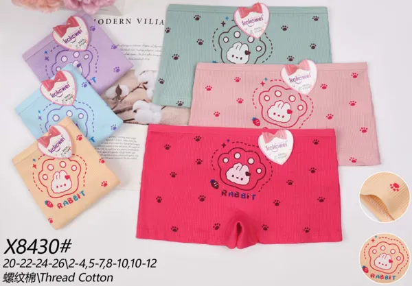Boxer de niña de algodón con estampado de conejo