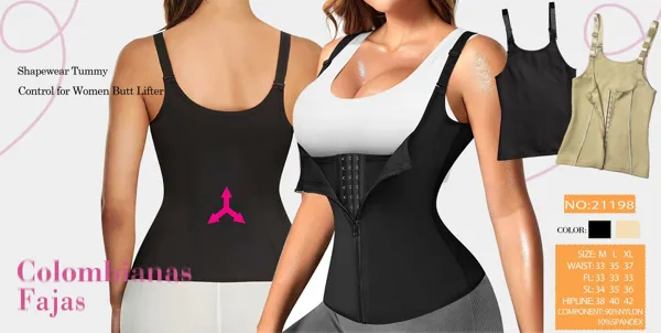 Faja chaleco moldeador con cierre control abdomen