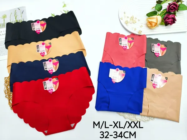Pantaleta bikini sin costuras borde festoneado