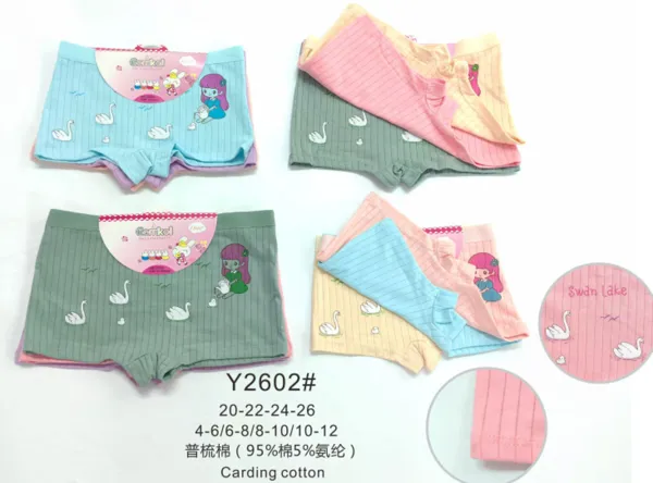 Boxer para nina de algodon estampado cisne