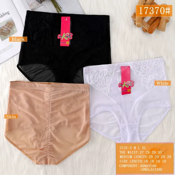 Faja pantaleta de malla con encaje control de abdomen