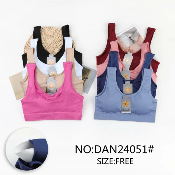 Top bralette sin aro tipo canalé con copa removible
