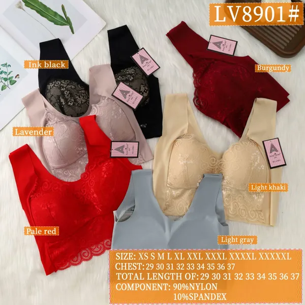 Bralette sin costuras con panel de encaje