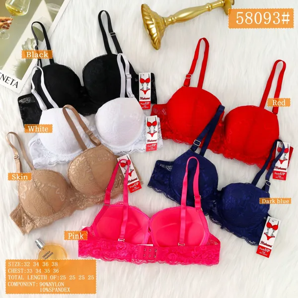 Brasier push-up de encaje con realce tirantes finos