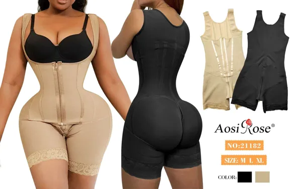Faja moldeadora de cuerpo completo con cierre y broches