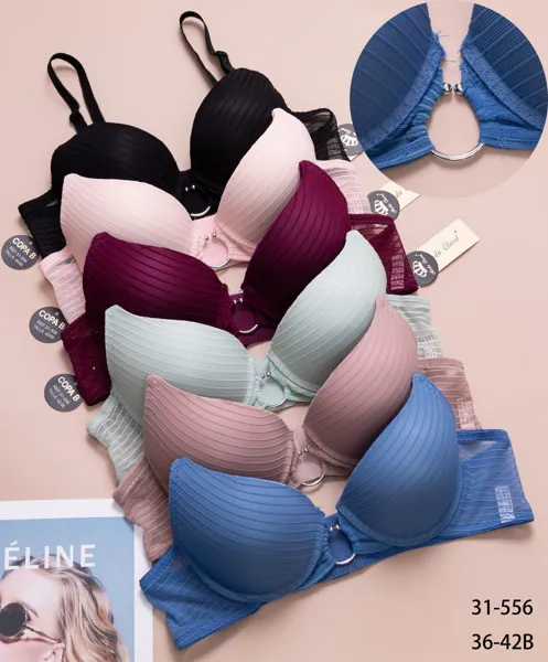 Brasier push-up texturizado con aro decorativo copa B