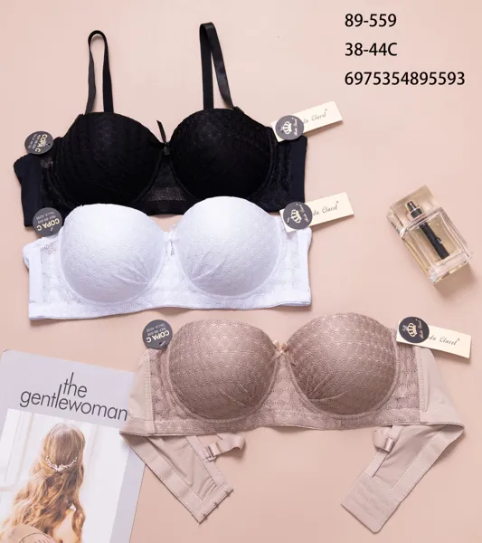 Brasier de encaje estraple con push-up copa C