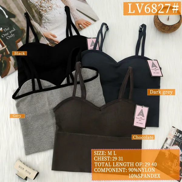 Bralette acanalado tipo camiseta con tirantes
