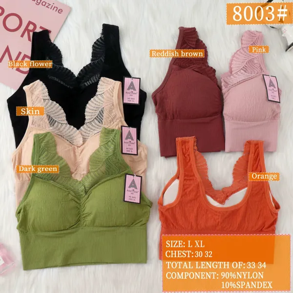 Bralette de encaje con escote en V sin aros