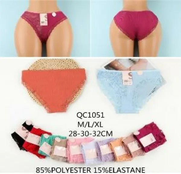 Bikini acanalado con encaje frontal