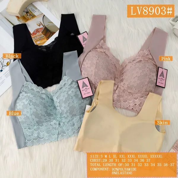 Bralette de encaje floral sin aros tipo chaleco