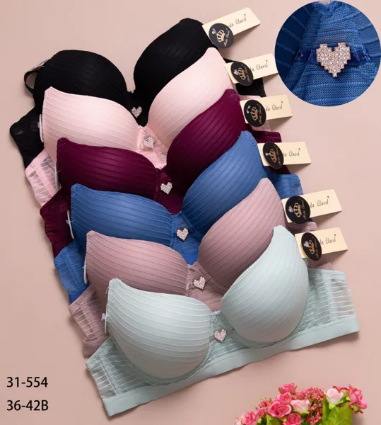 Brasier push up copa B con textura de rayas