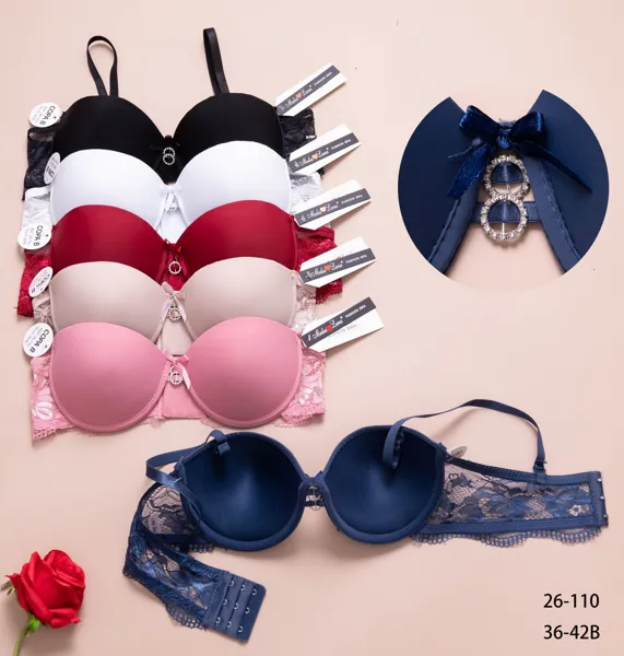 Brasier push up de encaje copa B con moño