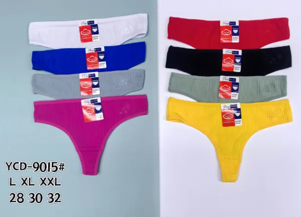 Tanga acanalada de algodon con bordado