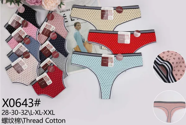 Tanga de algodon acanalado con corazones