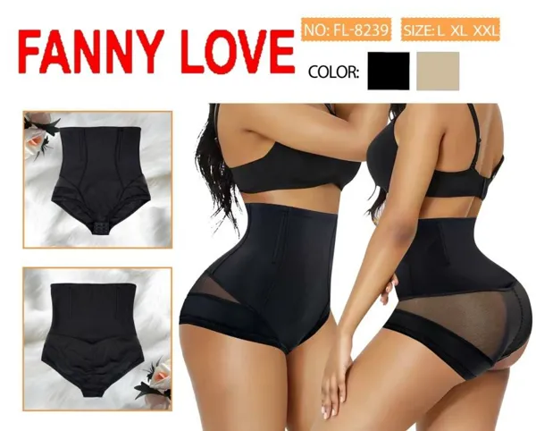 Faja short de control de abdomen con malla y cintura alta
