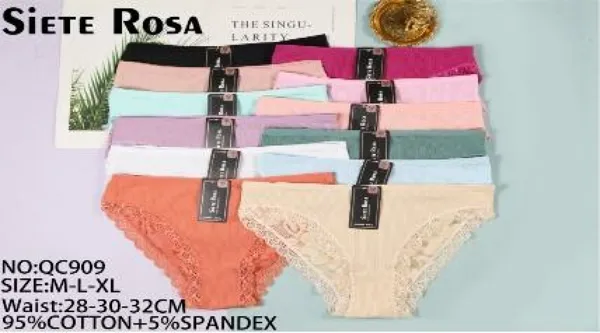 Panty bikini de algodón con encaje