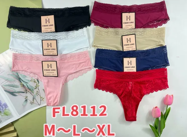 Tanga con pretina ancha de encaje