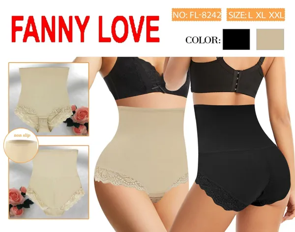Faja pantalon de cintura alta control de abdomen con encaje