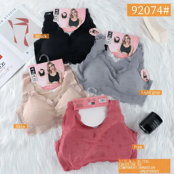 Top bralette sin aros con encaje festoneado