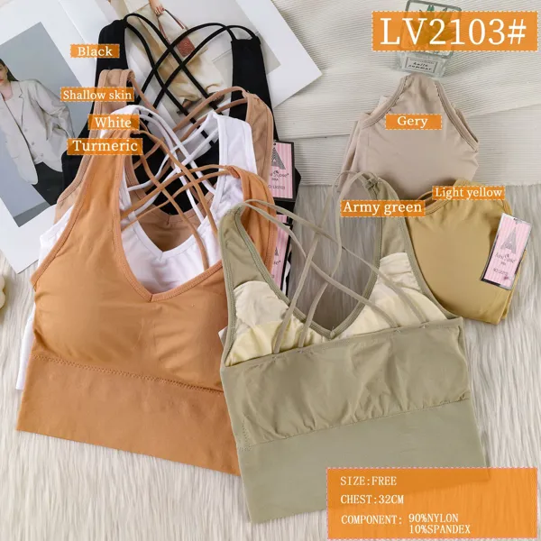 Top bralette sin costuras con tirantes cruzados
