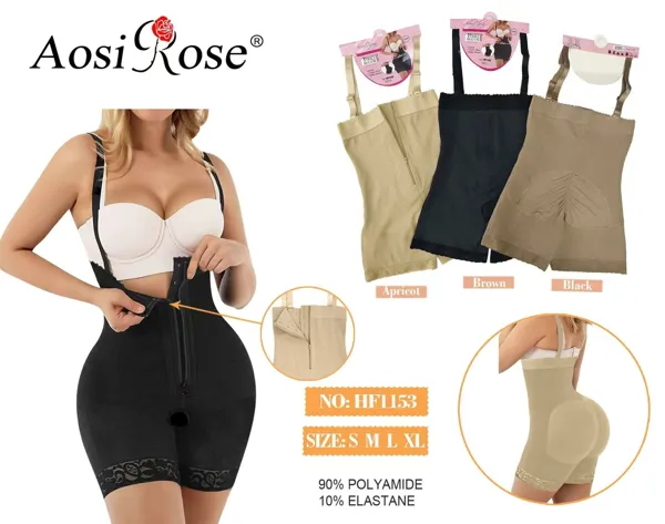 Faja moldeadora tipo body con cierre y realce de gluteos