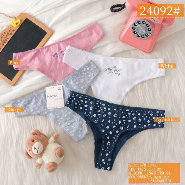Tanga de algodon con estampado floral