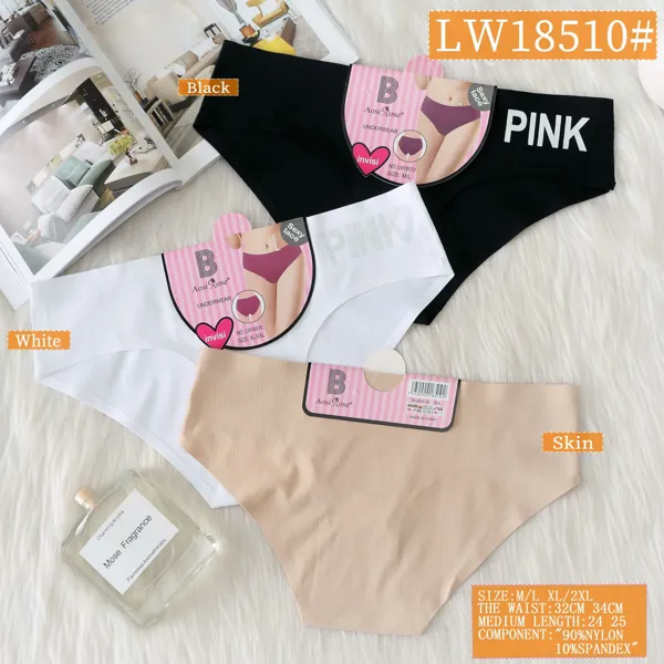 Bikini sin costuras acanalado con letras PINK
