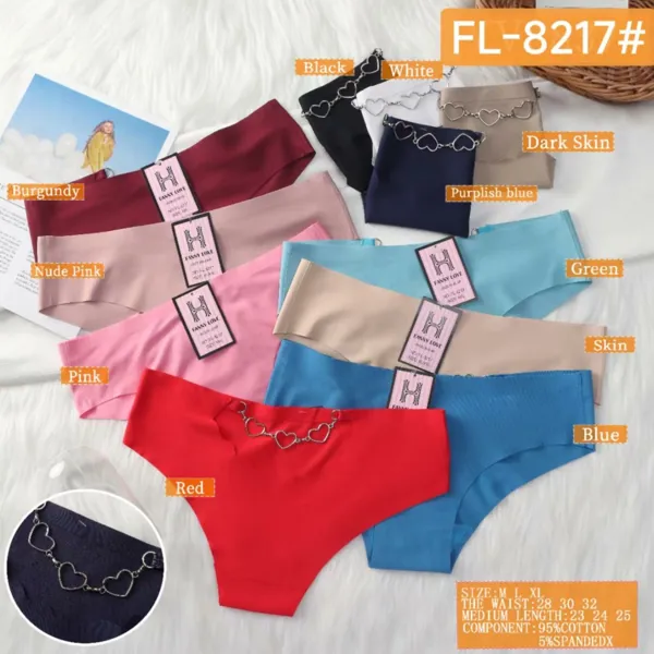 Pantaleta bikini sin costura con dije de corazones