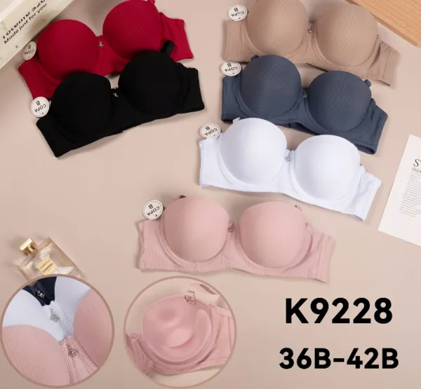 Brasier strapless push-up de copa realzada acanalado