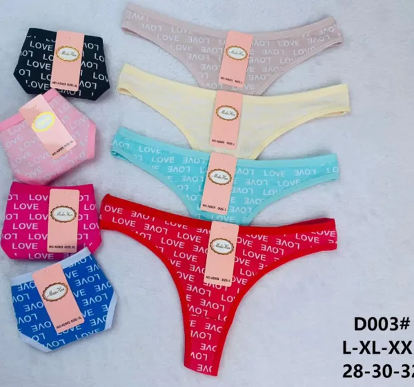 Tanga de algodon con estampado de letras Love